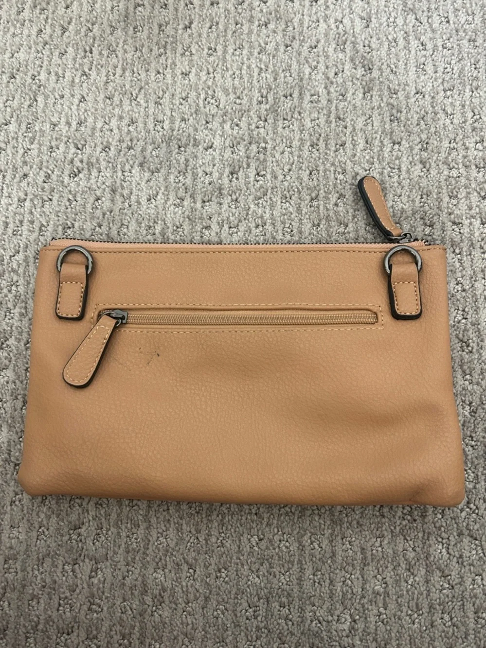 Tan Studded Leather Wristlet Clutch